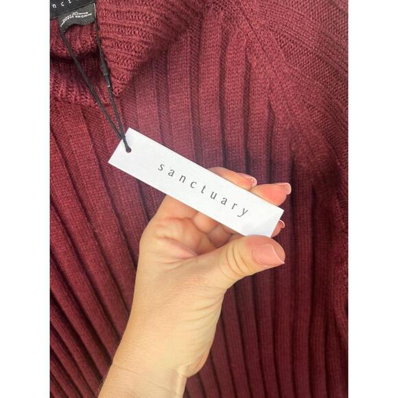 Sanctuary Burgundy Ribbed Long Sleeve Turtleneck Tunic Sweater Size M Sugar Plum - Picture 9 of 12